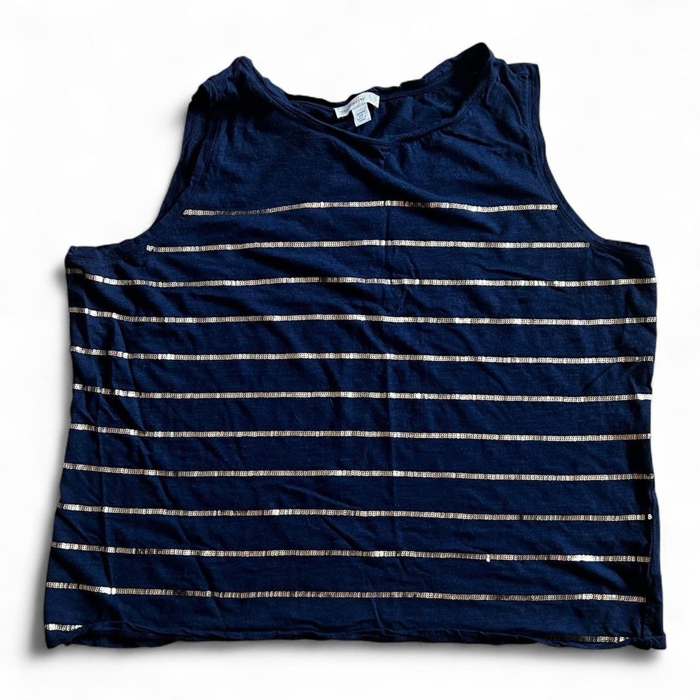 Westport 1962 woman’s navy blue metallic golden striped tank top Size 2X